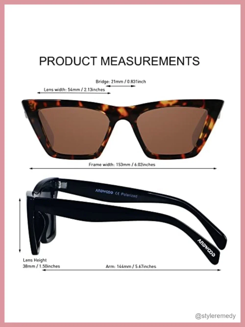 Vintage Cat Eye Polarized Sunglasses UV400 Protection Plastic Frame